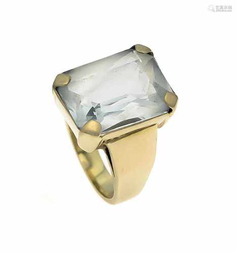 Aquamarin-Ring GG 585/000 mit einem fac. Aquamarin 16 x 12 mm in guter Farbe, RG 50, 9,5 gAquamarine