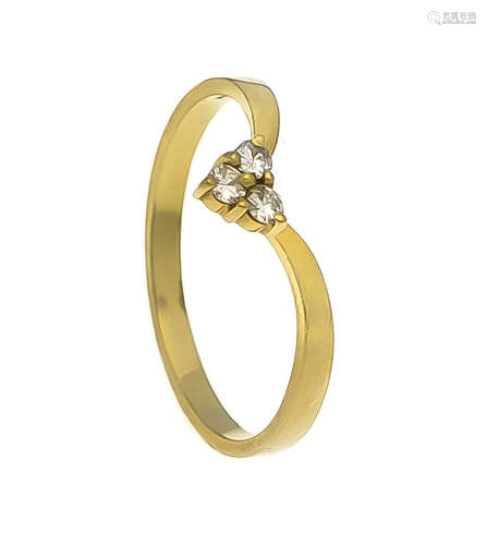 Brillant-Ring GG 750/000 mit 3 Brillanten, zus. 0,10 ct l.get.W/SI, RG 54, 1,7 gBrillant ring GG