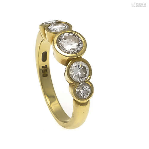 Brillant-Ring GG 750/000 mit 5 Brillanten, zus. 1,02 ct W/SI, RG 47, 3,8 gBrilliant ring GG 750/