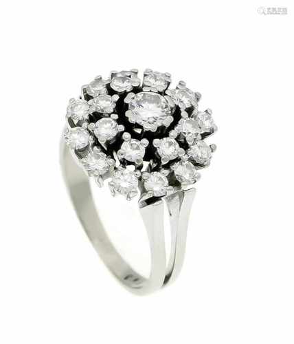 Brillant-Ring WG 585/000 mit Brillanten, zus 1,63 ct W/VS-SI, RG 56, 6,9 gBrilliant ring WG 585/