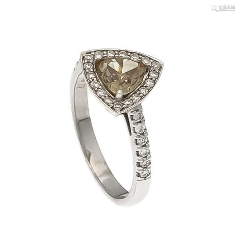 Brillant-Ring WG 585/000 mit einem Diamanten im Triangleschliff 1,0 ct fancybrown/SI