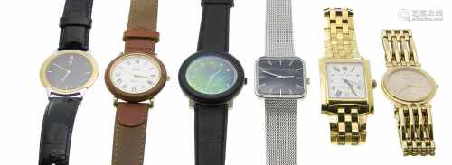 Konvolut 6 Armbanduhren Quarz der Marken EDOX, Chagal, Ankra, Noblia, F&H und Time, laufennicht,