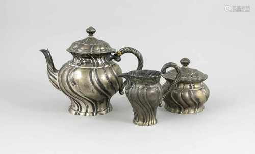 Dreiteiliges Teekernstück, Deutsch, um 1900, MZ: J.D.Schleissner & Söhne, Hanau, Silber800/000,