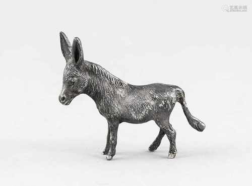 Stehender Esel, 20. Jh., Sterlingsilber 925/000, L. 7 cmStanding donkey, 20th century, Sterling