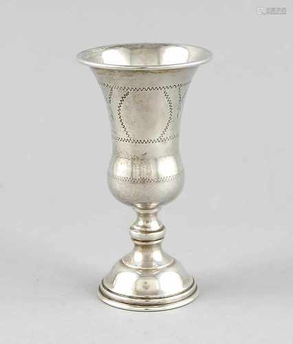 Judaica-Pokal, 20. Jh., Sterlingsilber 925/000, runder, gewölbter Stand, kurzer Schaft,