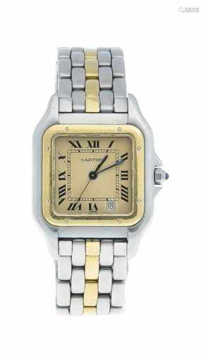 Cartier Herrenuhr Quarz, medium size, Panthere, Stahl/ Gold Gehäuse und Band, Saphirglas,