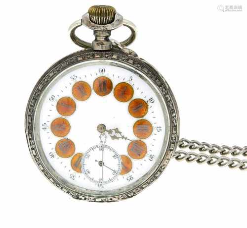 Tissot Herrentaschenuhr, Eisenbahneruhr, Silber 800/000, mit Uhrkette unecht, Ankerwerkmit