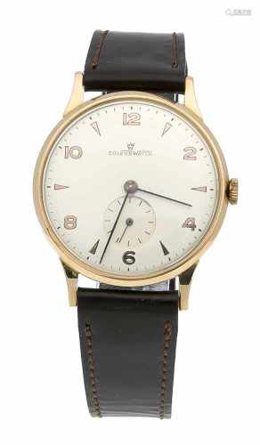 Colenr Watch, Handaufzug, GG 750/000, silberfarbenes Zifferblatt mit vergoldeten Keilenund arab.