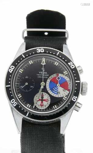 Herrenuhr YEMA YACHTINGRAF CROISIERE Paris, Stahlgehäuse poliert, verschraubter Boden100m wd,