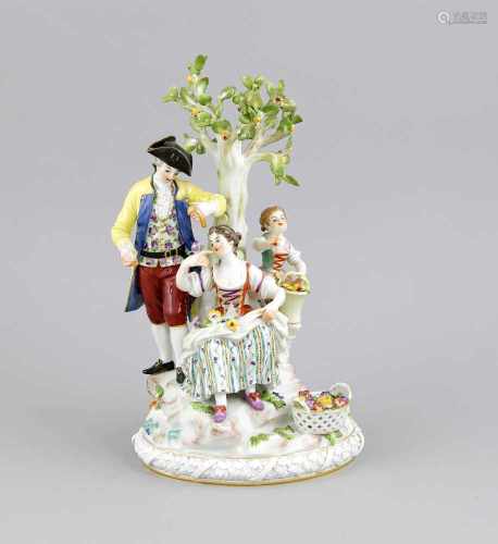 Große galante Gruppe, Meissen, Marke nach 1934, 1. Wahl, Entwurf Michel Victor Acier imJahr 1772,