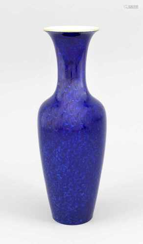 Vase, KPM Berlin, Marke 1962-1992, 1. W., grüne Reichsapfelmarke, Form Asia, blauerSchwammdekor in