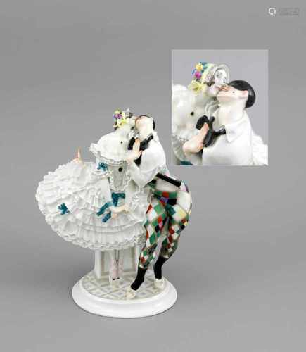 Harlekin & Columbine, Meissen, Marke 1850-1924, 1. W., Modell von Paul Scheurich (New York1883 -