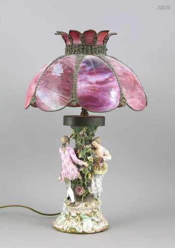 Figürliche Lampe, Lampenfuß Meissen, Marke 1850-1924, 1. W., Entwurf Ernst AugustLeuteritz im Jahr