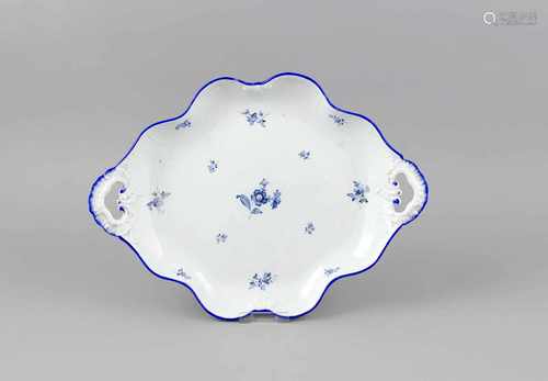 Ovales Tablett, Meissen, Marke 1850-1924, 2. W., Korbrandrelief mit seitlichen Handhaben,