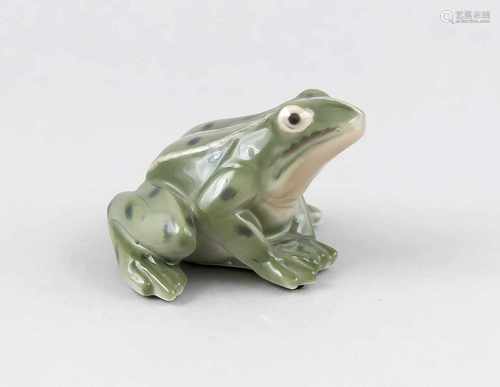 Sitzender Frosch, Bing & Gröndahl, Kopenhagen, Marke 1970-83, Modellnr. 2467, polychromstaffiert