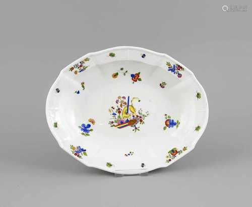 Ovale Schale, Meissen, Marke nach 1934, 2. W., Modellnr. 4113, ovale Schale mit Korbrand,