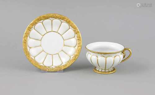 Prunktasse mit UT, Meissen, 1. W., Marke der Tasse nach 1934, Marke der Untertasse1850-1924, X-Form,