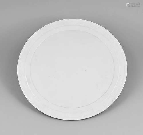 Tortenplatte, KPM Berlin, Marke 1962-92, 2. W., Form Kurland, weiß, Ø 39 cmCake plate, KPM Berlin,