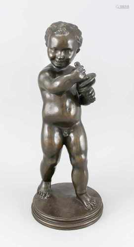 Bildhauer des 19. Jh., musizierender Putto mit Zimbeln, Bronze patiniert auf