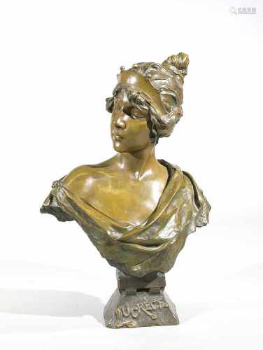 Emmanuel Villanis (1858-1914), französischer Bildhauer, 'Lucrèce' (Lucretia), Bronze,braun