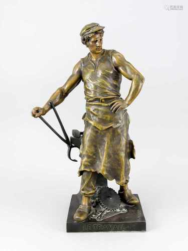 Emile Louis Picault (1833-1915), Allegorie der Arbeit, große Figur eines Schmieds mitdiversen