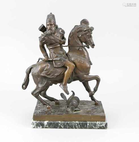 Arthur Stein (1880-?), altorientalischer Krieger mit Bogen auf reich geschmücktem Pferd,braun