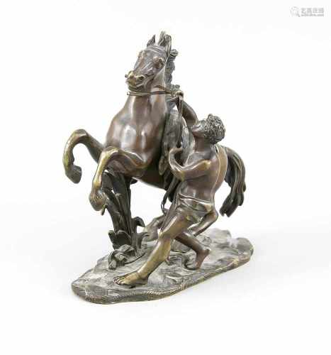 Guillaume Coustou (1677-1746), nach, Pferdebändiger (Cheval de Marly), Bronze, braunpatiniert,