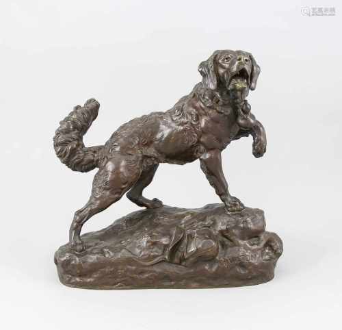 Charles Valton (1851-1918), frz. Tierbildhauer, großer Lawinenhund, braun patinierteBronze,