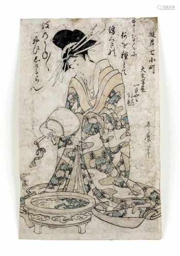 Kitagawa Utamaro (1753-1806) , Farbholzschnitt, Japan, Edo-Zeit. Mehrfarbiger Holzschnittgedruckt