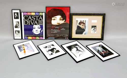 Memorabilia-Konvolut Maria Callas aus einer großen Berliner Sammlung: 10 Rahmen mitPlakaten und
