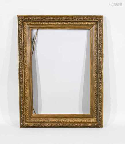 Bilderrahmen, 19. Jh., goldbronziert, 79 x 105, Falzmaß 82 x 56 cmPicture frame, 19th century,