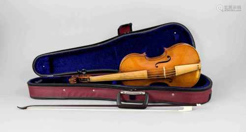 Barock-Geige nach dem Modell von Nicolo Amati aus dem Jahre 1649, Etikett (blaues Papier):