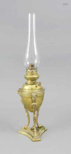 Petroleumlampe, wohl England, 19. Jh., bez. 