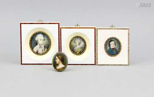 Sammlung von 4 Miniaturen mit Portraitdarst. Wolfgang Amadeus Mozarts, Marie Antoinettes,Robert