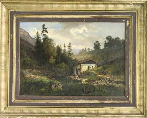 Emil von Ernst (1828-1905), Wassermühle bei Berchtesgaden, Öl/Lwd, u. re. sign. 