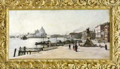 A. de Courado, ital. Maler Anfg. 20. Jh., Blick auf S. Maria Salute in Venedig, Öl/Lwd.1909,