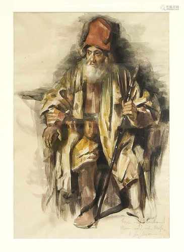 Heinrich Stegemann (1888-1945), Kopie nach Rembrandt, Mann mit roter Mütze, Aquarell/Papier, re.