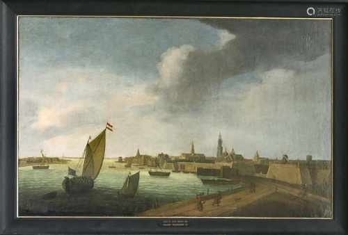 Reinier Zeeman (ca. 1623-1667) Umkreis/Schule, große Ansicht von Antwerpen mit denStadtmauern und