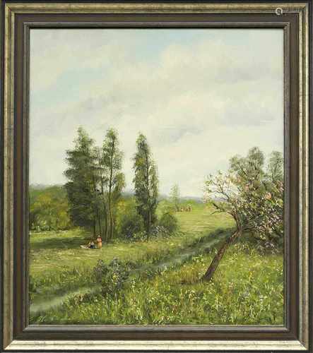 J. Kuczmann, 2. H. 20. Jh., Sommerlandschaft, Öl auf Lwd., u. li. sign., 70 x 60 cm, ger.83 x 73 cm