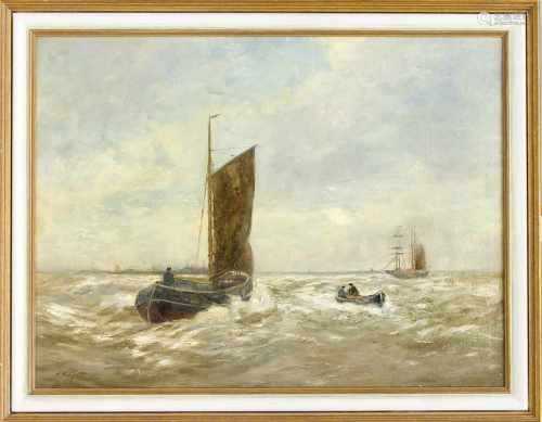 Alexander Essfeld (1874-1939), Düsseldorfer Marinemaler, Schiffe auf bewegter See,Öl/Lwd., u. li.