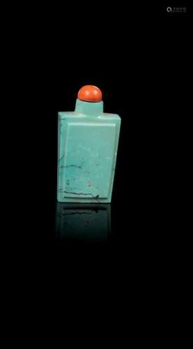 Flacon tabatière rectangulaire en turquoise sculpt…