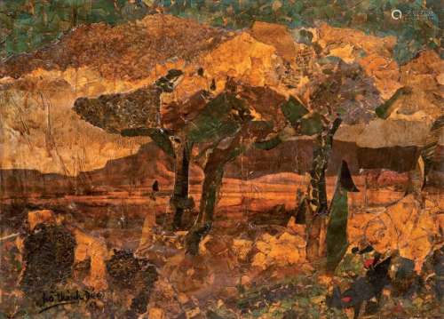 Hồ Thành Đức (1940) Promenade en forêt Collage p…