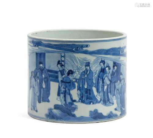 Porte pinceaux Chine Porcelaine bleu blanc à décor…