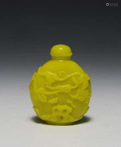 Yellow Peking Glass Snuff Bottles, 19th Century