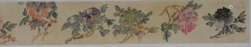 Chinese Handscroll of 12 Flowers, Wu Dan Ping