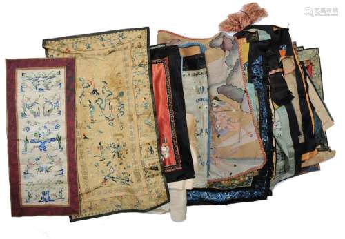 (62) Large Group of Chinese Embroideries and Silks