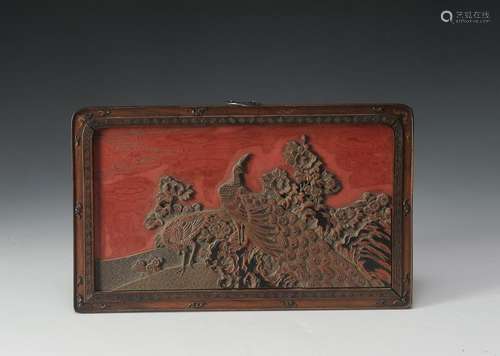 Small Cinnabar Panel, 19th Century