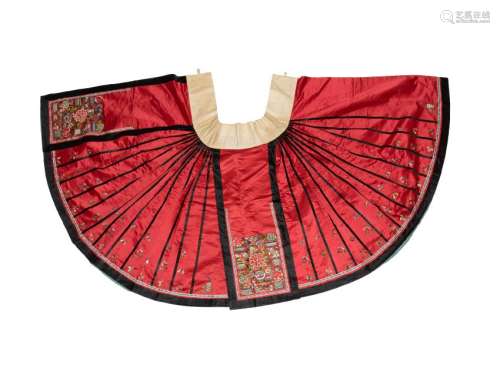 Chinese Red Silk Skirt, 19th Century