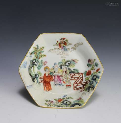 Chinese Famille Rose Hexagonal Dish, Daoguang