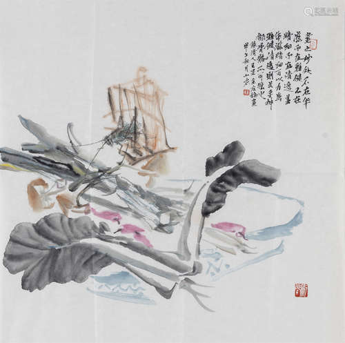 孙小农 清逸 设色纸本镜芯